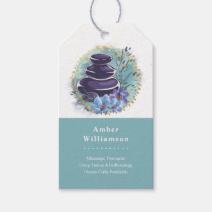 Étiquettes-cadeau Massage Thérapiste Salon Spa Styliste Zen Stone Ha
