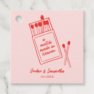 Étiquettes Cadeau Match Made in Heaven Pink & Red Wedding Favoriser 