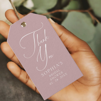 Étiquettes-cadeau Mauve Élégant Minimaliste Merci