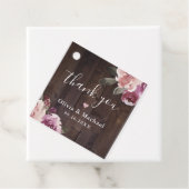 Étiquettes Cadeau Mauve violet bois rustique fleuri merci mariage (En situation)