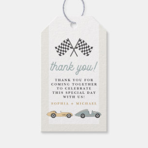 Étiquettes-cadeau MAVERICK Retro Vintage Pastel Race Car Merci