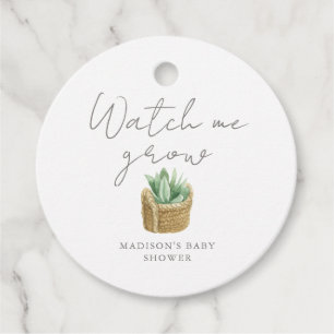Étiquettes Cadeau Me regarder grandir Baby shower simple Succulent