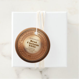 Étiquettes Cadeau Médaille de bronze réaliste 3D personnalisable et