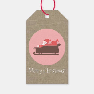 Étiquettes-cadeau Médaille père Noël Sleigh Joyeux Noël