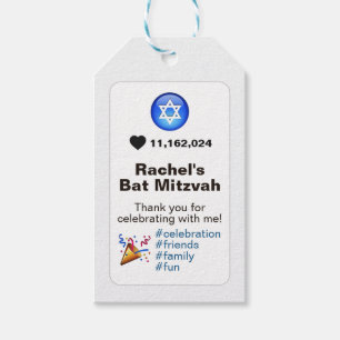 Étiquettes-cadeau Médias sociaux Bat mitzvah Emoji ou Bar Mitzvah