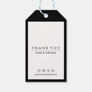 Étiquettes-cadeau Médias sociaux minimalistes classiques noir Luxe