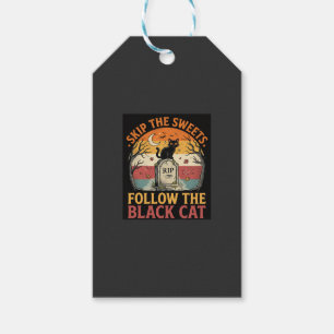 Étiquettes-cadeau Méfait de chat noir d'Halloween hanté