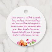 Étiquettes Cadeau Mehndi mariage indien éléphant fleurs roses faveur (Dos)