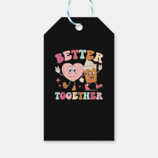 Étiquettes-cadeau Meilleur ensemble cœur et café graphique stylé mig