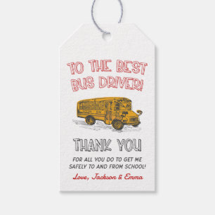 Étiquettes-cadeau Meilleur Merci d'appréciation du conducteur de bus