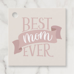 Étiquettes Cadeau Meilleure maman jamais. Fleurs roses lettrage mère