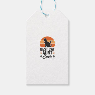 Étiquettes-cadeau Meilleure Tante de Chat Vintage Sunset T-Shirt Des