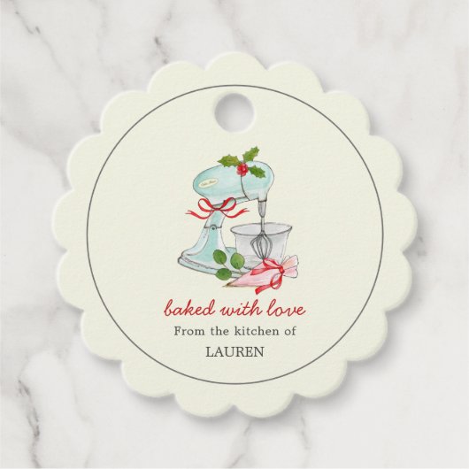 Étiquettes Cadeau Mélangeur vintage "cuit avec amour" (Devant)