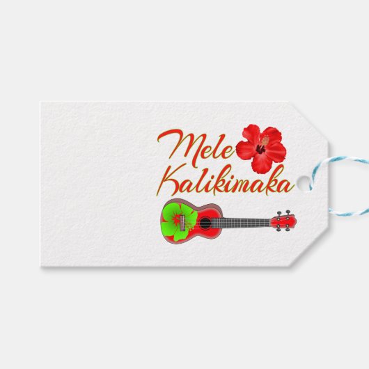 Étiquettes-cadeau Mele Kalikimaka Ukulele (Devant (Horizontal))