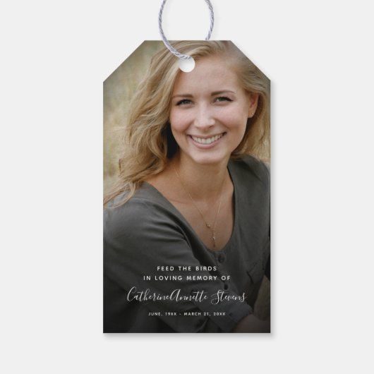 Étiquettes-cadeau Memorial Photo Wild Bird Seed Funeral Keepsake Gi (Dos)