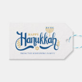 Étiquettes-cadeau Menorah d'or "Happy Hanoukka" (Devant (Horizontal))