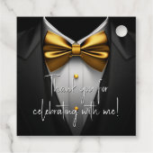 Étiquettes Cadeau Mens Black Gold Anniversaire (Dos)