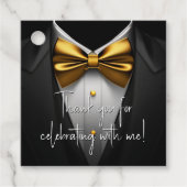 Étiquettes Cadeau Mens Black Gold Anniversaire (Devant)