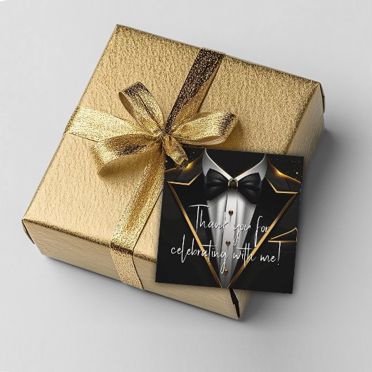 Étiquettes Cadeau Mens Black Gold fête d'anniversaire
