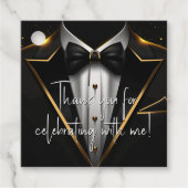 Étiquettes Cadeau Mens Black Gold fête d'anniversaire (Devant)