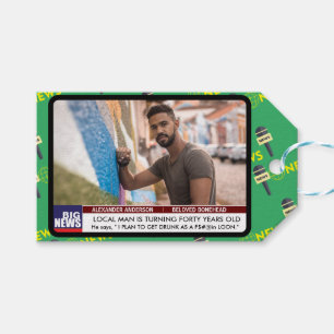 Étiquettes-cadeau Mens Funny 40th Birthday TV News 50th 60th