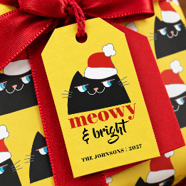 Étiquettes-cadeau Meowy & Bright Joyeux Noël Personnalisé pour Chat