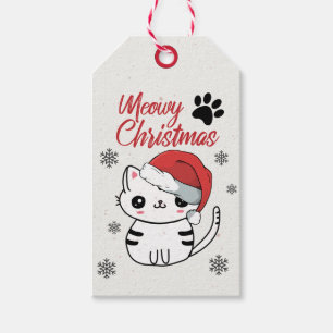 Étiquettes-cadeau Meowy Christmas adorable chat