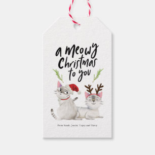 Étiquettes-cadeau Meowy Christmas Cute Kitty Cats
