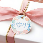 Étiquettes Cadeau Mer et salutations Ocean Watercolor Seashell Wreat