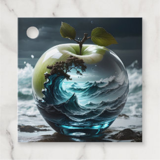Étiquettes Cadeau Mer orageuse en verre translucide Pomme