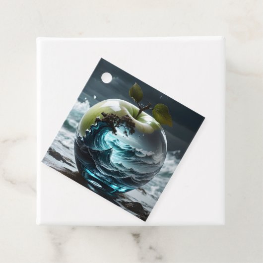 Étiquettes Cadeau Mer orageuse en verre translucide Pomme (En situation)