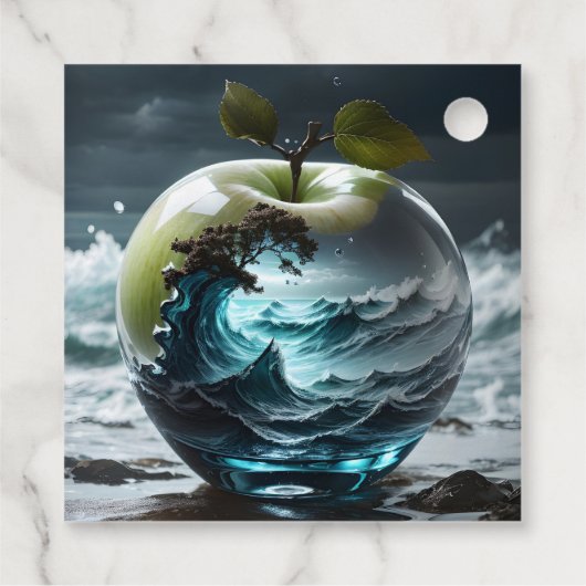Étiquettes Cadeau Mer orageuse en verre translucide Pomme (Dos)