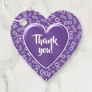Étiquettes Cadeau Merci 100e nombre aléatoire Motif violet/blanc