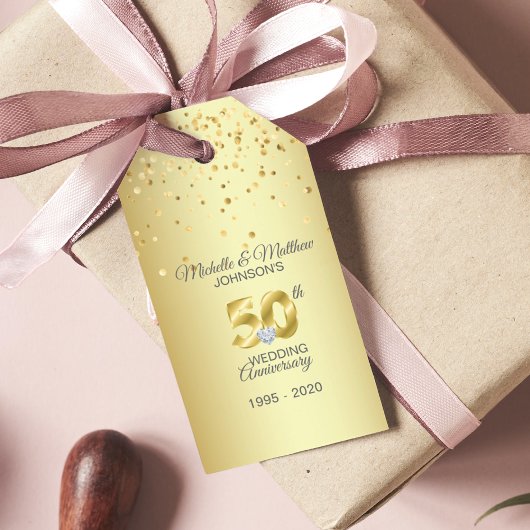 Étiquettes-cadeau Merci 50e année Mariage d'or