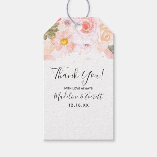 Étiquettes-cadeau Merci à goutte florale Succulents de menthe chic (Devant)