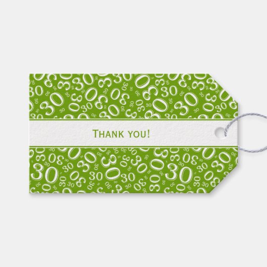 Étiquettes-cadeau Merci à venir - 30e Motif numérique vert (Devant (Horizontal))
