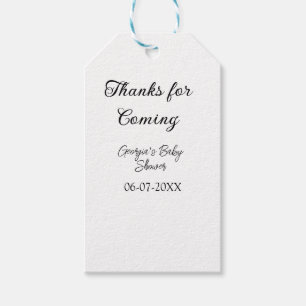 Étiquettes-cadeau Merci à venir baby shower moderne simple typogr