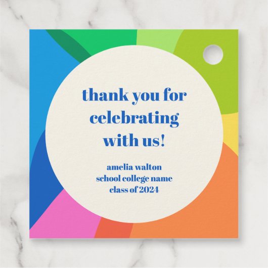 Étiquettes Cadeau Merci Abstrait Rainbow Custom Graduation Party (Dos)