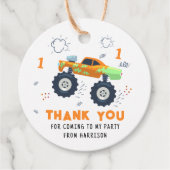 Étiquettes Cadeau Merci Anniversaire Moderne Monster Car Trucs Nom (Devant)