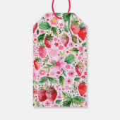 Étiquettes-cadeau Merci Aquarelle Fraise rose Plaid (Dos)