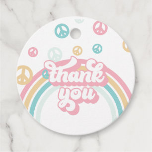 Étiquettes Cadeau Merci arc-en-ciel rétro été
