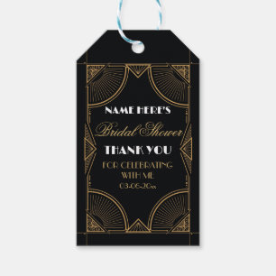 Étiquettes-cadeau Merci Art déco Tag Gold Gatsby Bridal 1920