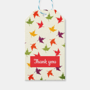 Étiquettes-cadeau Merci Automne Feuilles Motif Automne Feuille Rouge