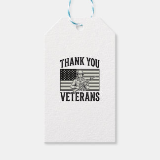 Étiquettes-cadeau Merci aux vétérans Vintage Flag Soldat Chemise Des