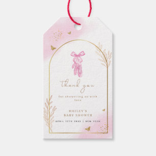 Étiquettes-cadeau Merci Baby shower Ballerina à arche douce et éléga