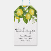 Étiquettes-cadeau Merci Baby shower citron (Devant)