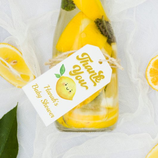 Étiquettes-cadeau Merci Baby shower citron Favoriser