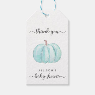 Étiquettes-cadeau Merci Baby shower Citrouille bleu