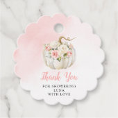 Étiquettes Cadeau Merci Baby shower Citrouille rose rond (Devant)