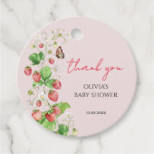 Étiquettes Cadeau Merci Baby shower fraise (Devant)